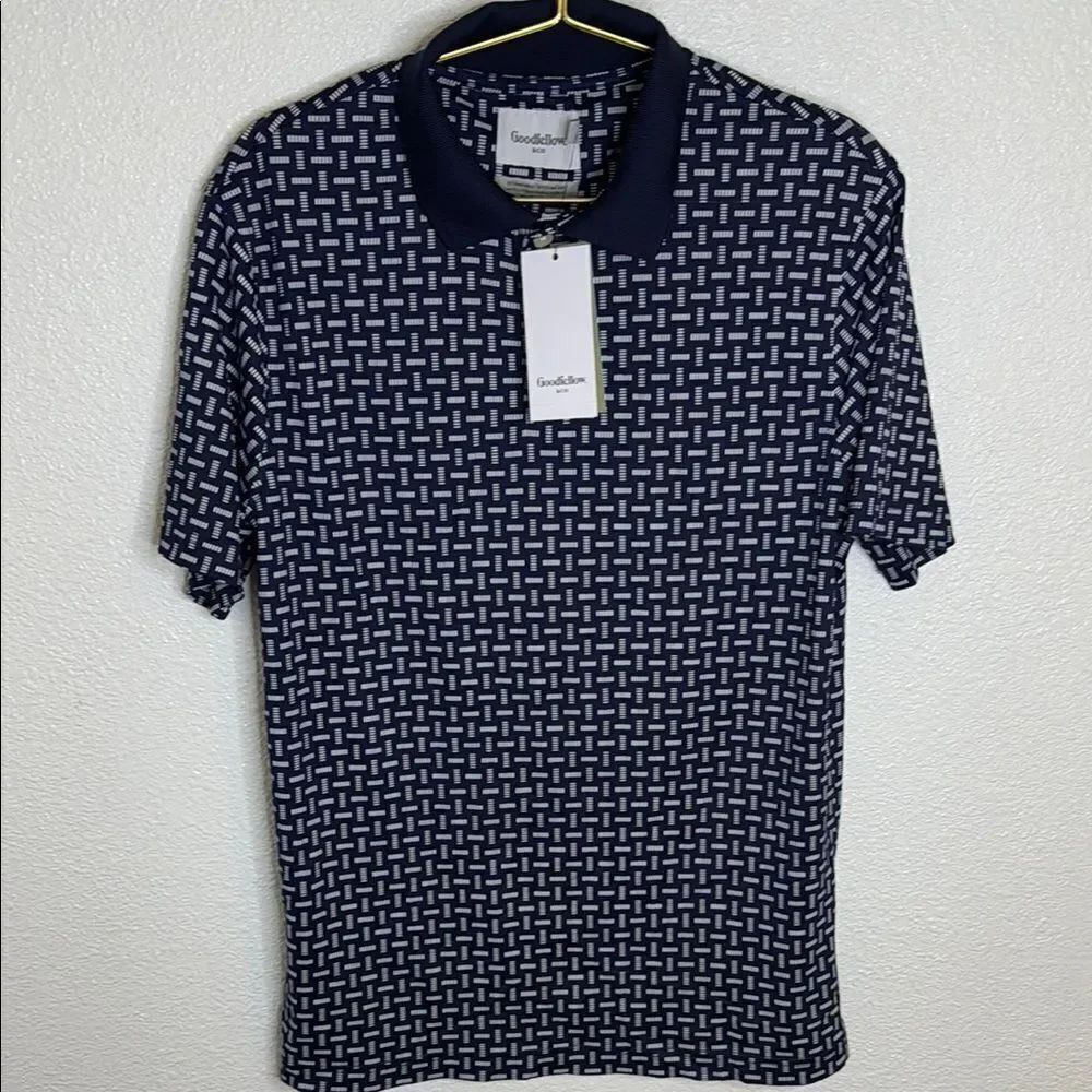 NWT- Goodfellow & Co Men's Navy Patterned Shirt- Size Medium